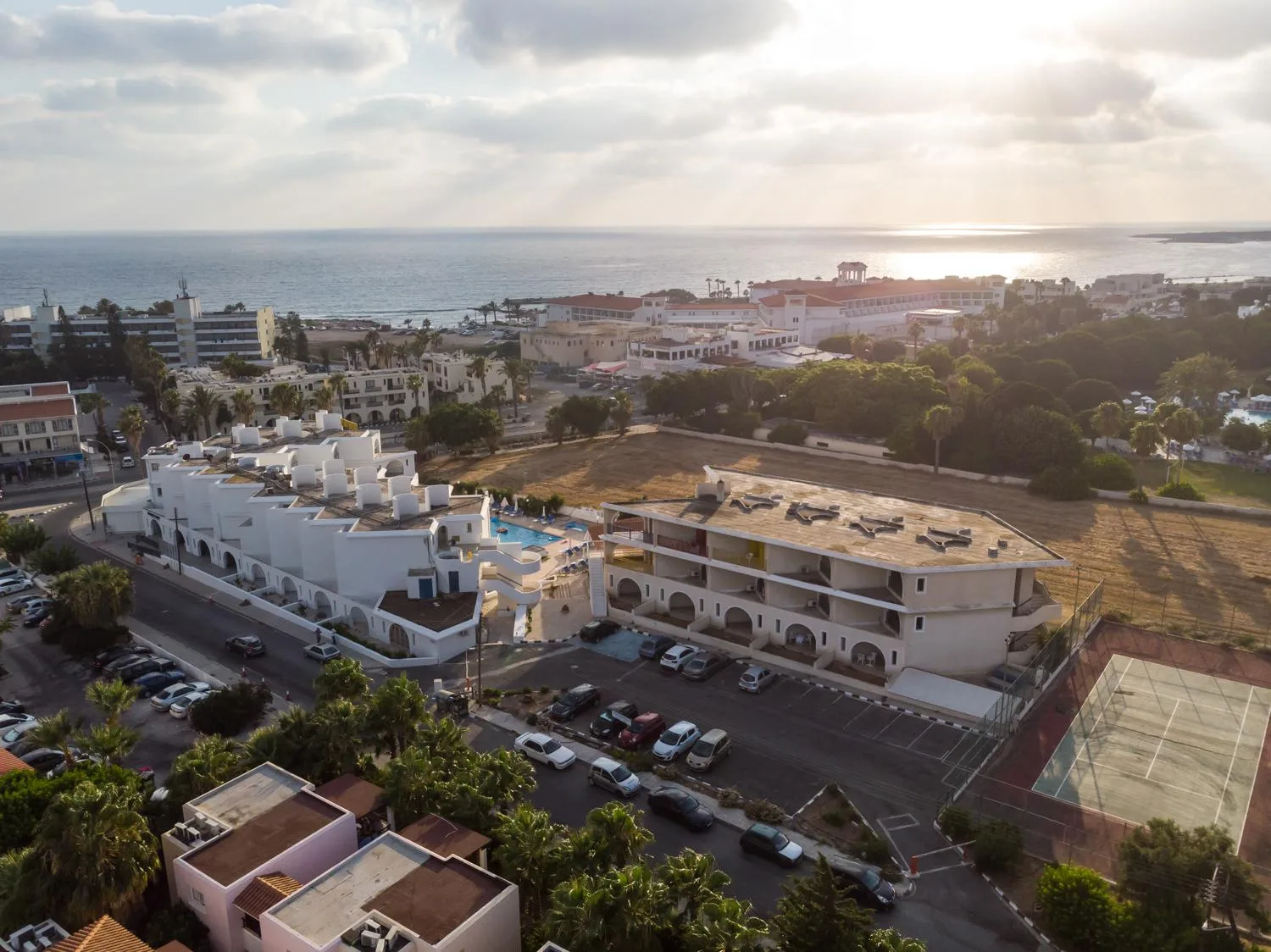 Pandream from above, with the sea behind Kato Paphos